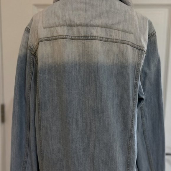 Sun + Stone Light Faded Blue Denim Jean Jacket Mens Acid Wash Trucker Streetwear - Picture 6 of 14